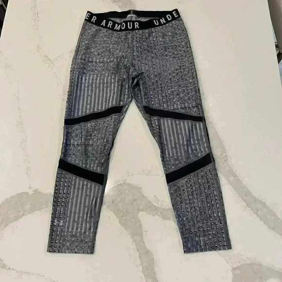 Under Armour UA Cool Switch Run Printed Ankle Crop Leggings Gray Women’s Medium - Picture 1 of 8